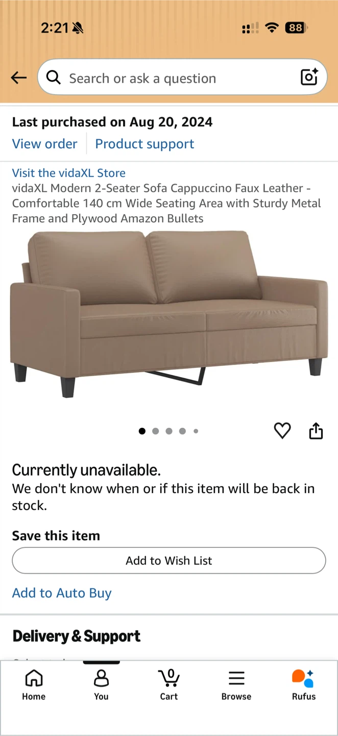 2-Seater Sofa Cappuccino Faux Leather - photo 2