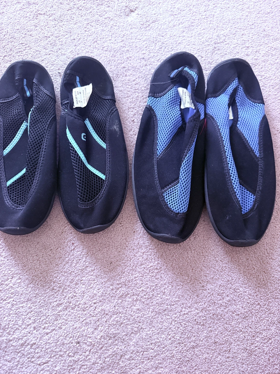 Two Pairs of Mesh Water Shoes Sizes 9 and 10