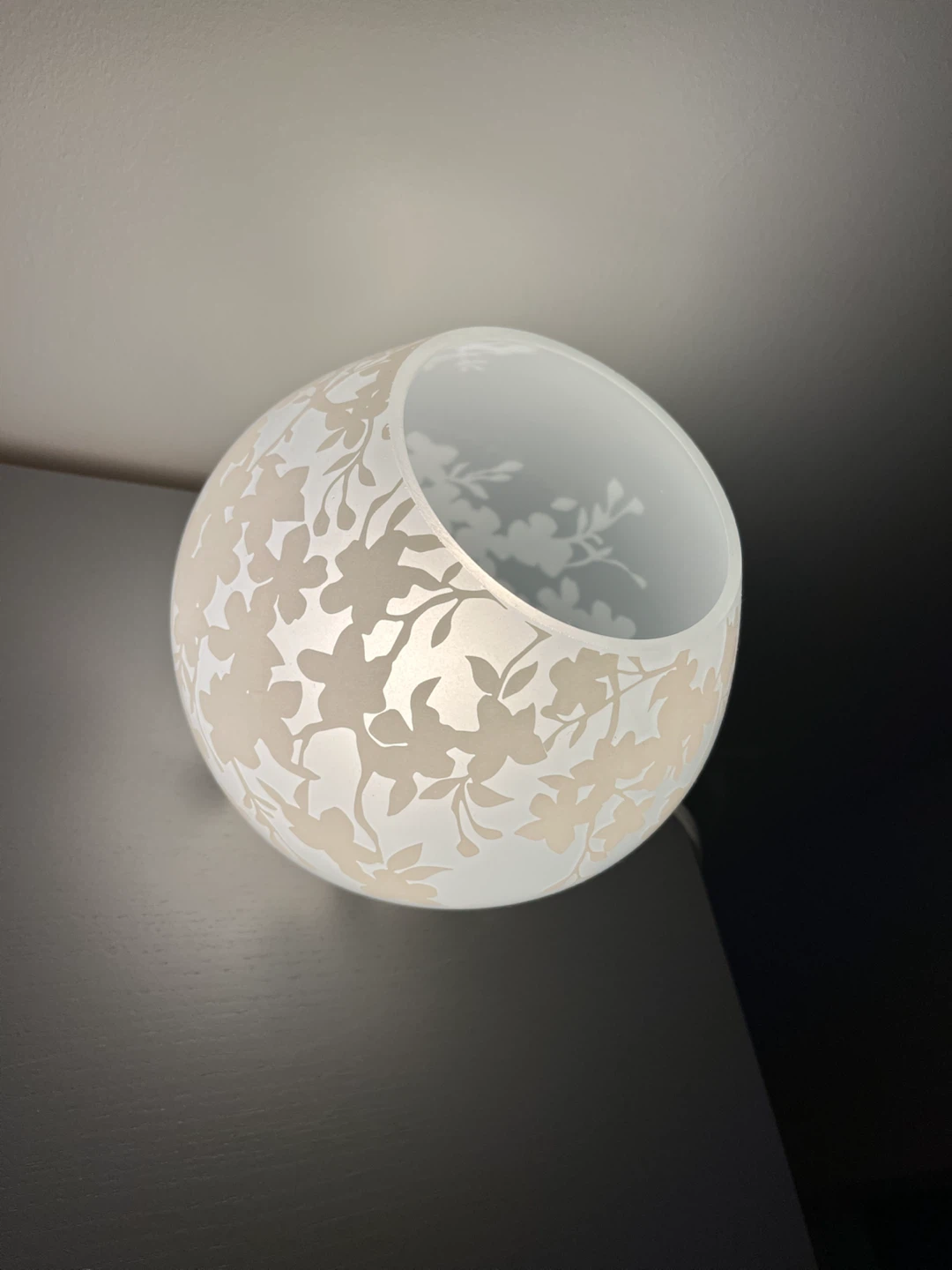 Ikea  Frosted Glass Lamp with Floral Design - photo 3