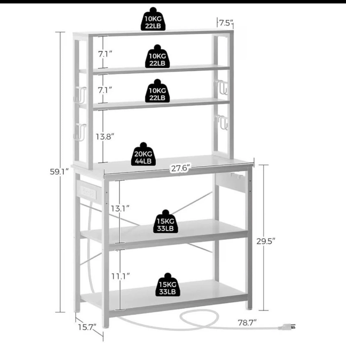 Baker's Rack with Power Outlet - photo 2