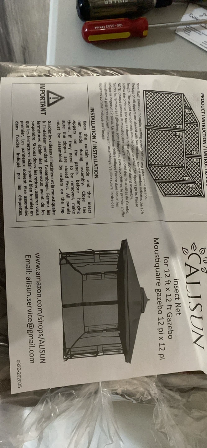 Calisun Insect Net for 12 ft x 12 ft Gazebo - photo 3