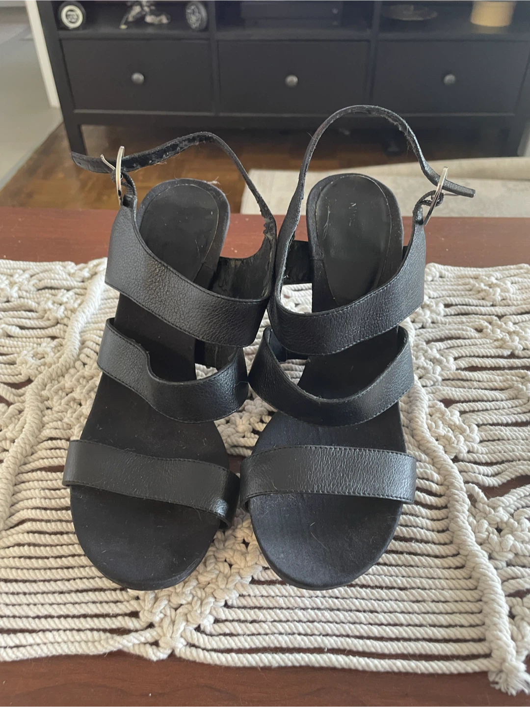 OBO! Black Wedge Sandals- Size 7.5