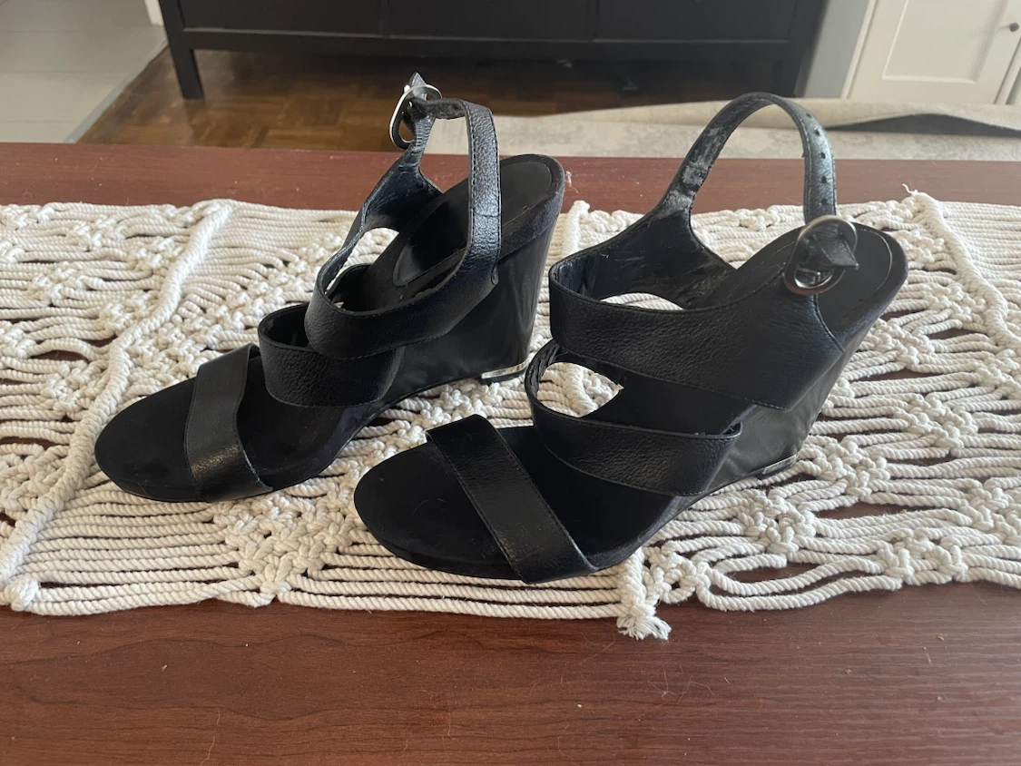 OBO! Black Wedge Sandals- Size 7.5 - photo 2