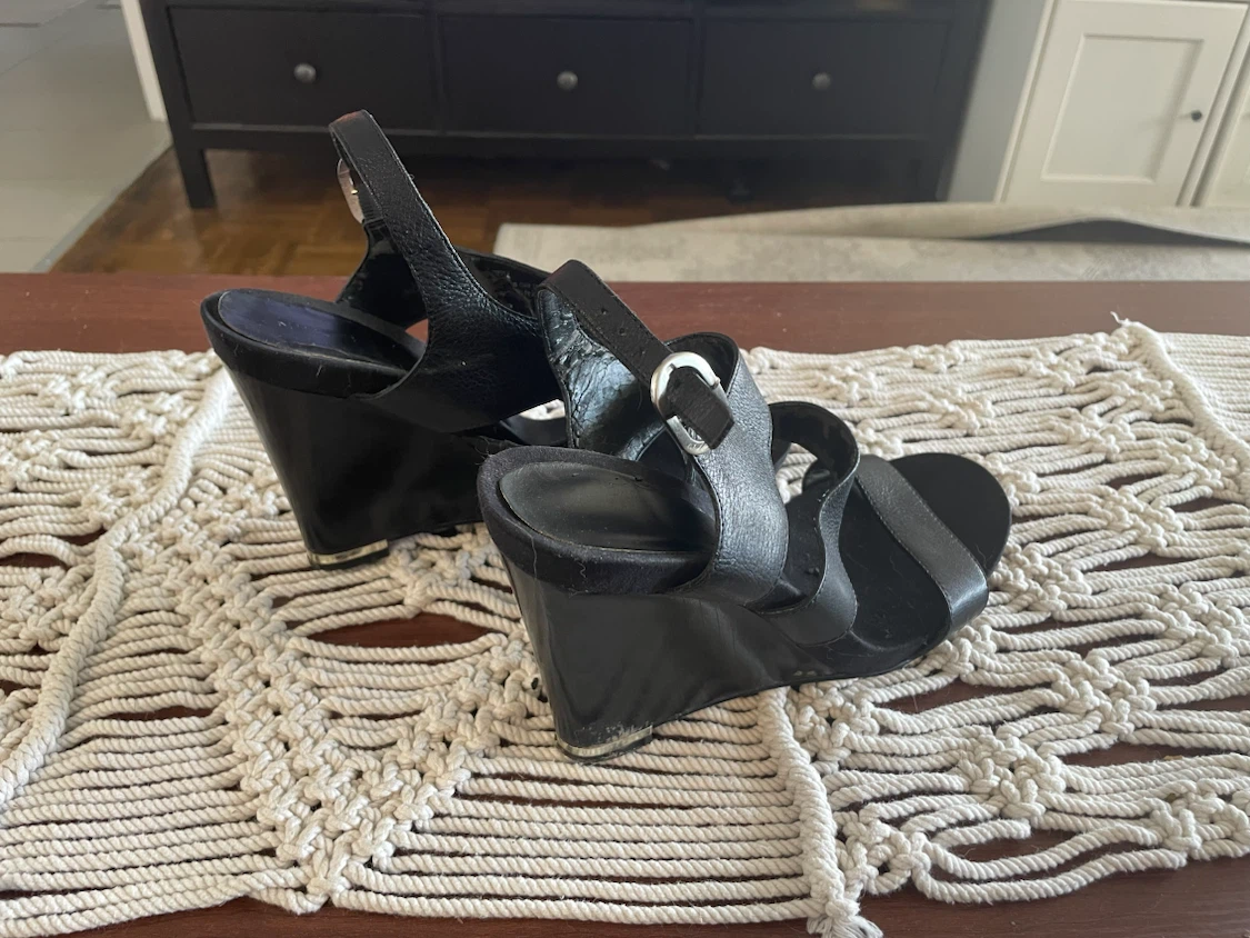 OBO! Black Wedge Sandals- Size 7.5 - photo 3