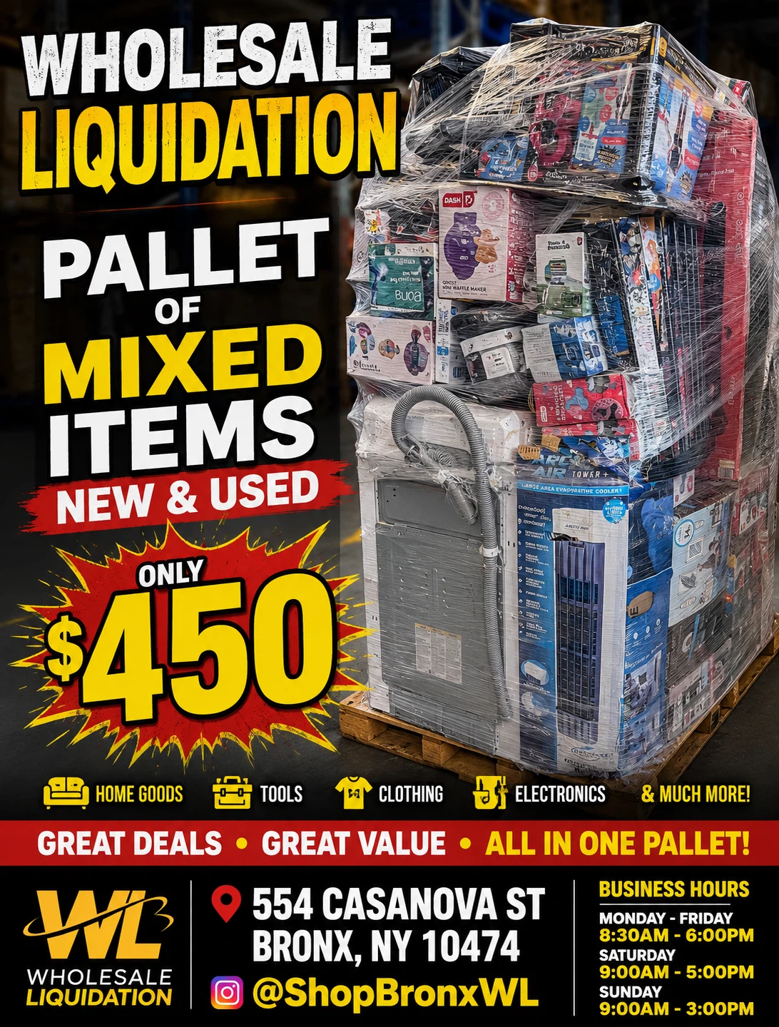 Wholesale Liquidation Pallet of Mixed Items - New & Used