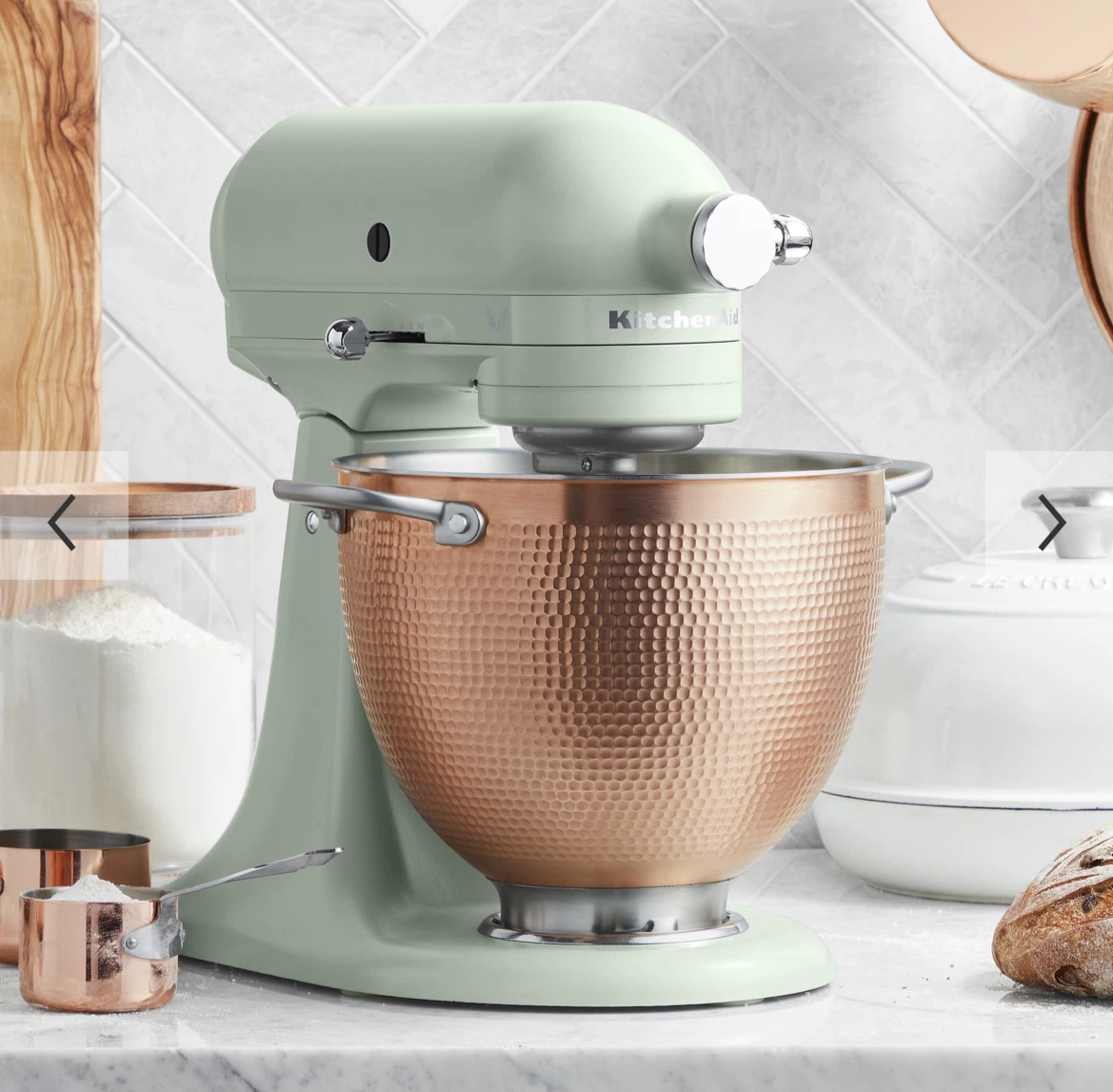 KitchenAid Blossom Stand Mixer - thyme-green with copper bowl