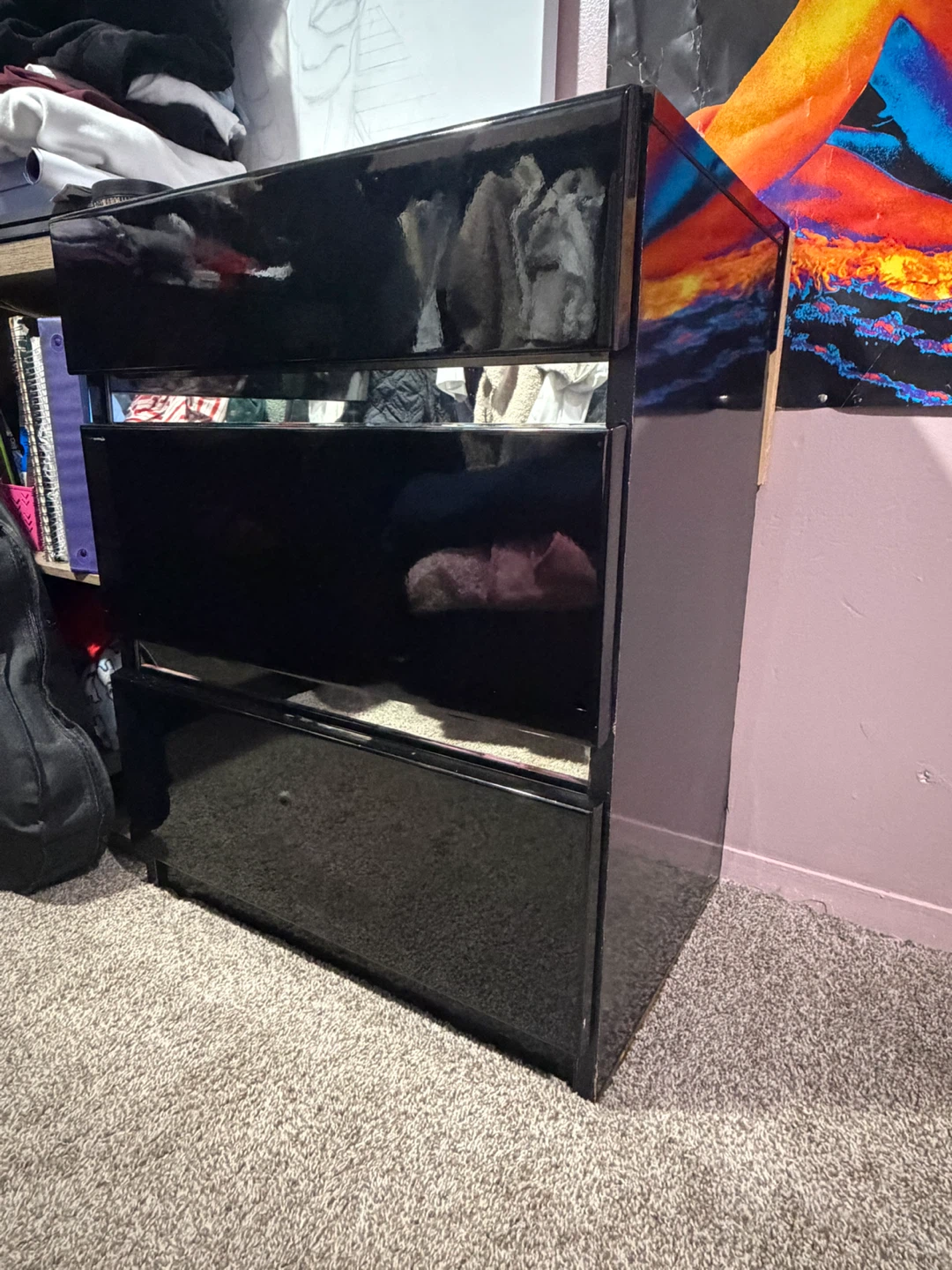 2 Black 3 container drawers