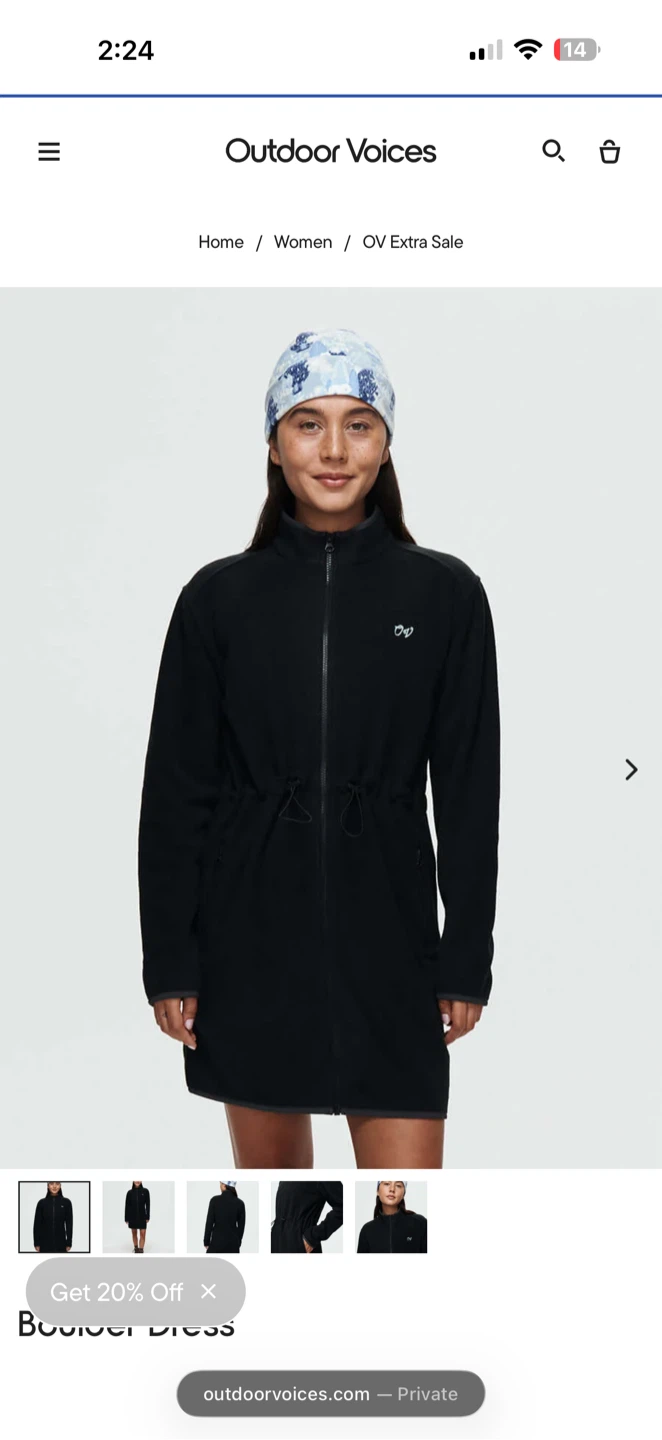 New Outdoor Voices Fleece Dress - Black - Medium
