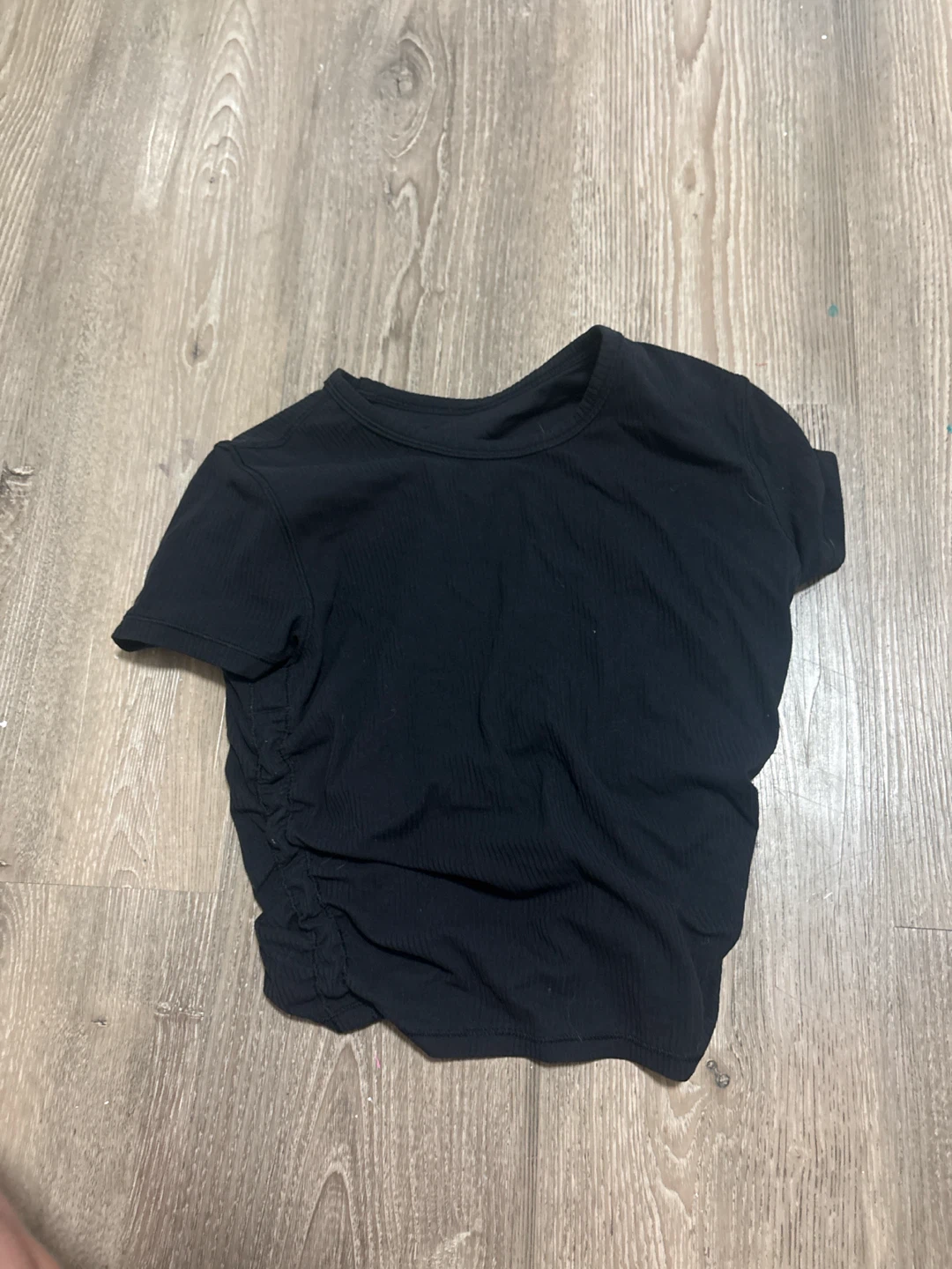 Lululemon Black Ribbed Ruched T-Shirt