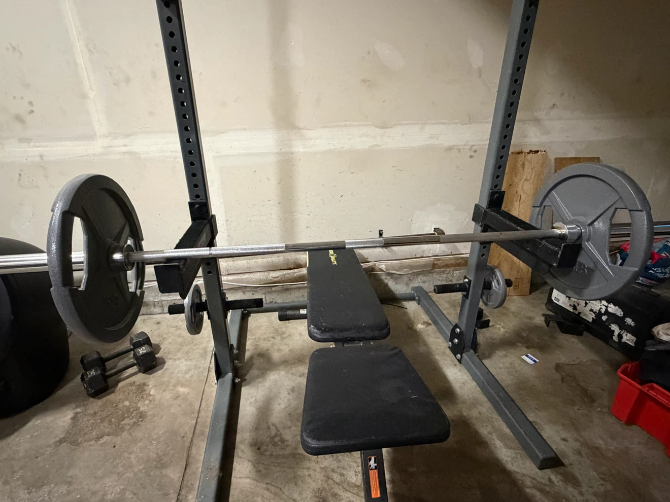 Weight Bench and Squat Rack with Barbell and Weights - photo 2