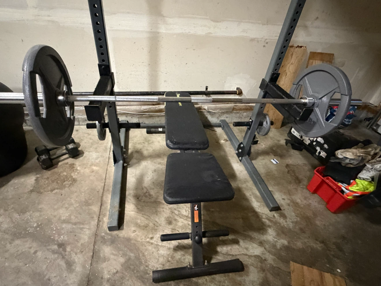 Weight Bench and Squat Rack with Barbell and Weights - photo 3