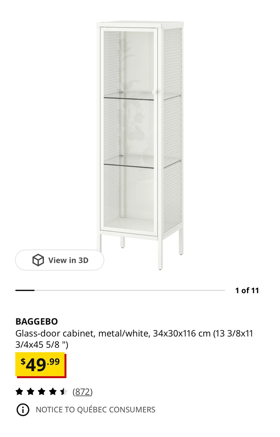 IKEA BAGGEBO Glass-door cabinet, white