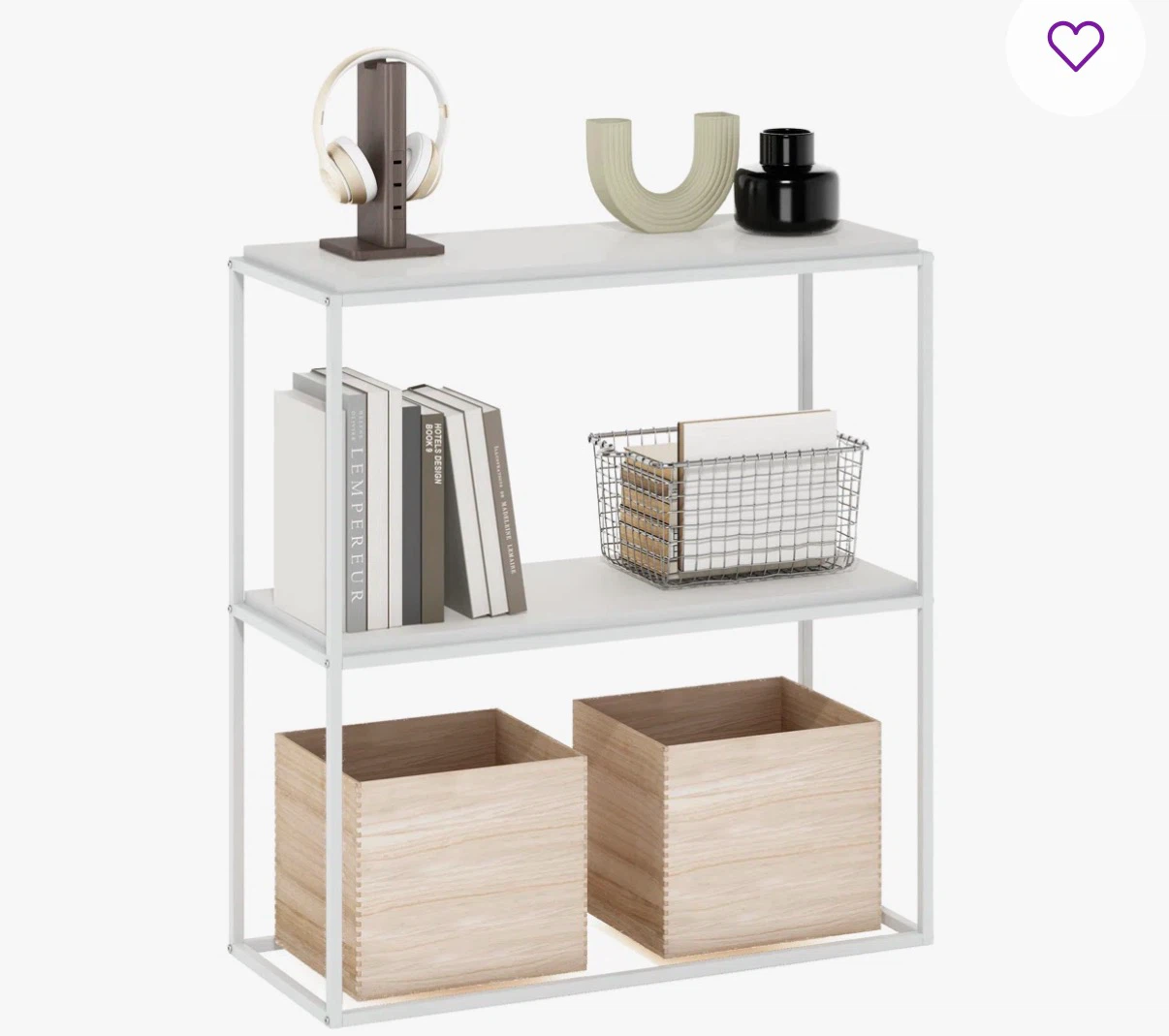 White Metal 2-Tier Console Table