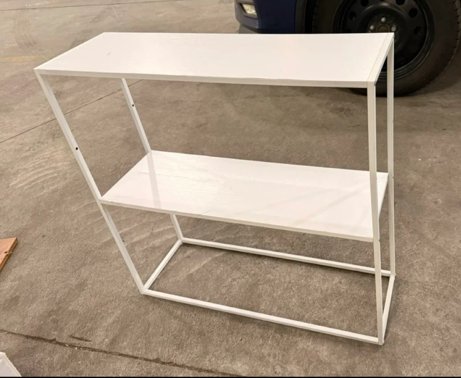 White Metal 2-Tier Console Table - photo 3