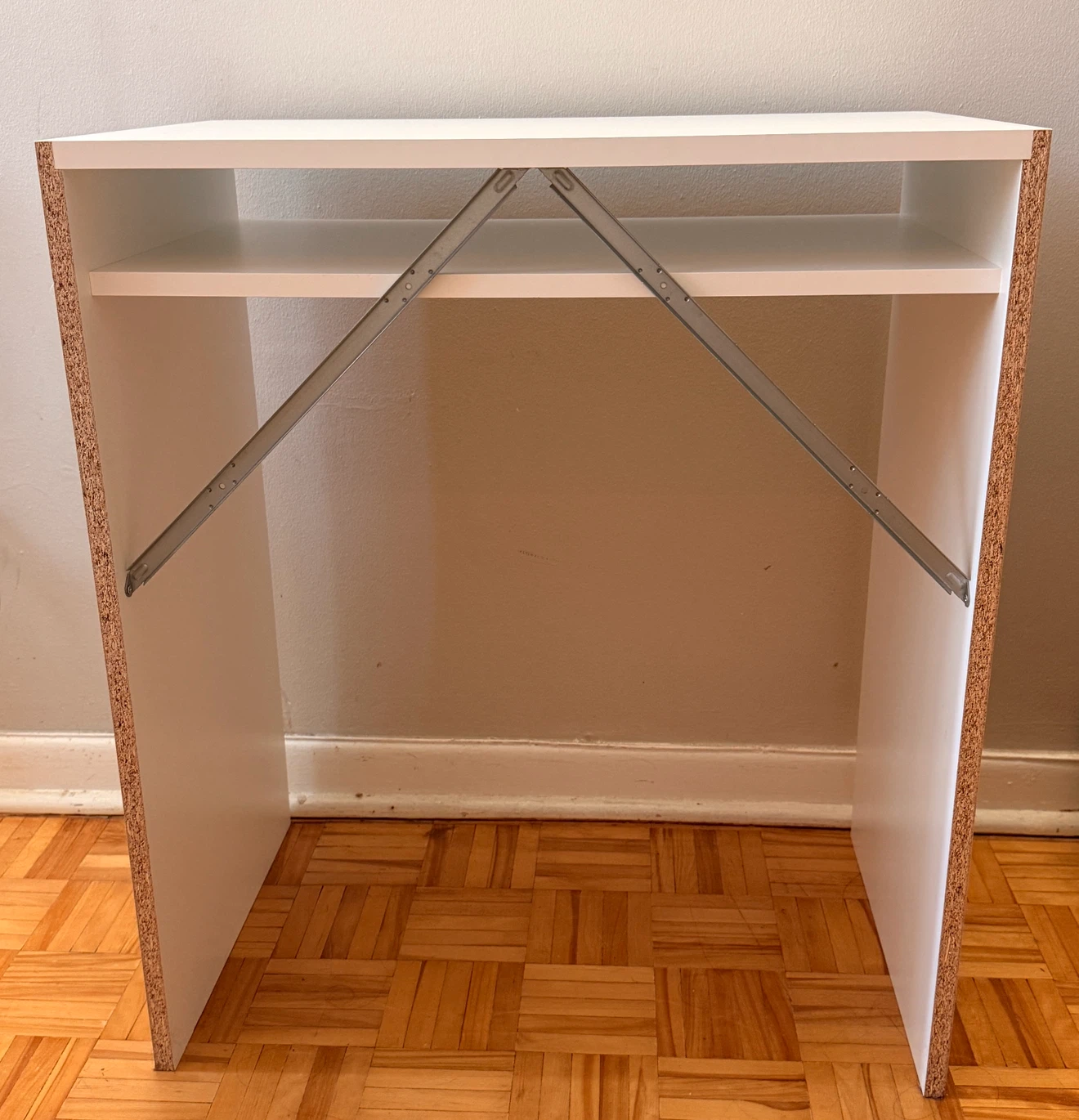 Compact White Student Desk / Workstation with Shelf - photo 2
