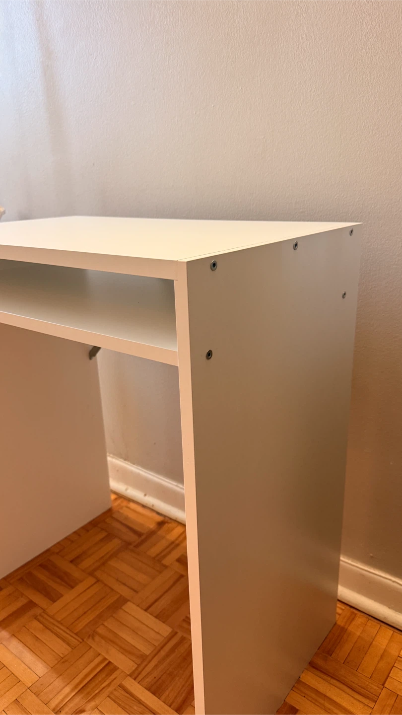Compact White Student Desk / Workstation with Shelf - photo 3