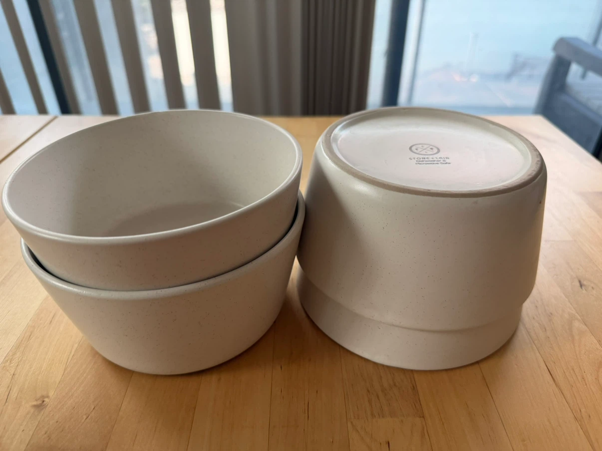 Stone Lain Stoneware Bowls Set Matte White