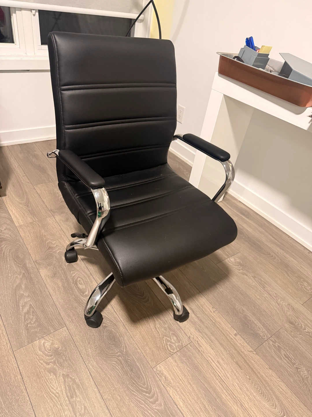 Black Faux Leather Office Chair
