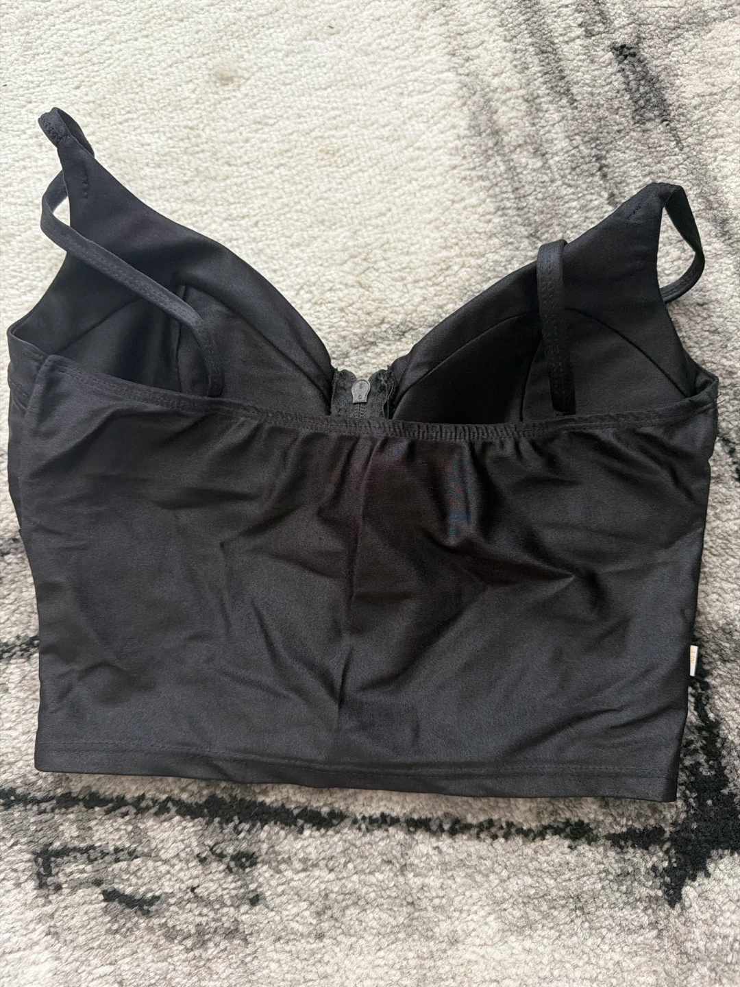 Black Cropped Corset Top with Zipper - photo 2