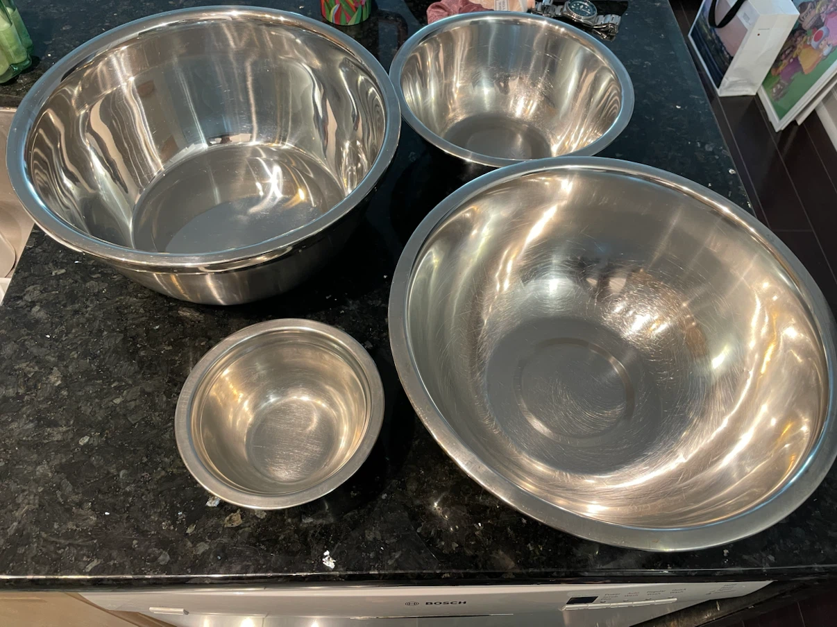 Set of 4 Stainless Steel Mixing Bowls