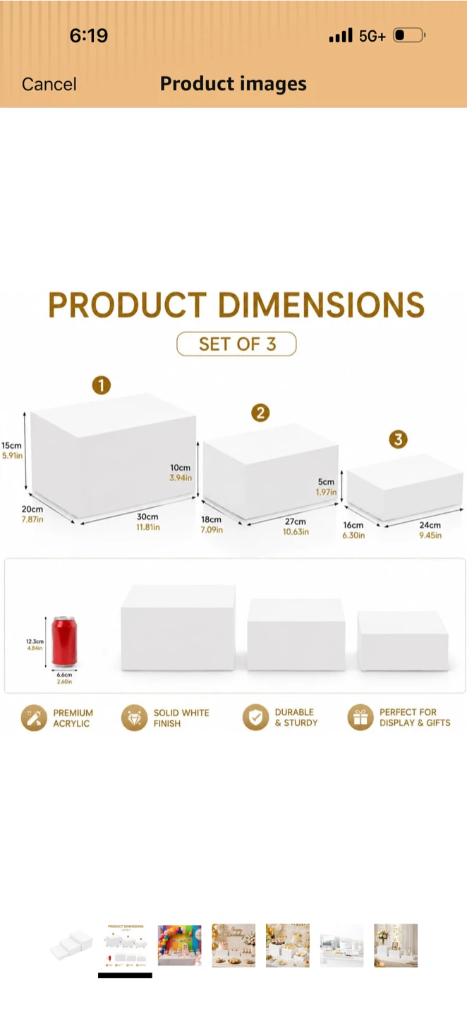 White Acrylic Risers - Set of 5 - photo 2