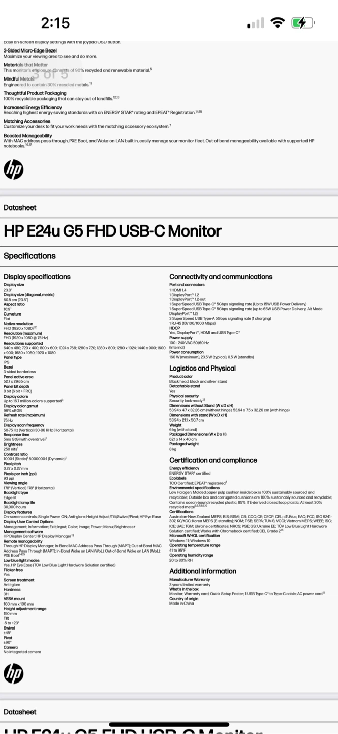 HP E24u G5 23.8-inch FHD USB-C Monitor - photo 5