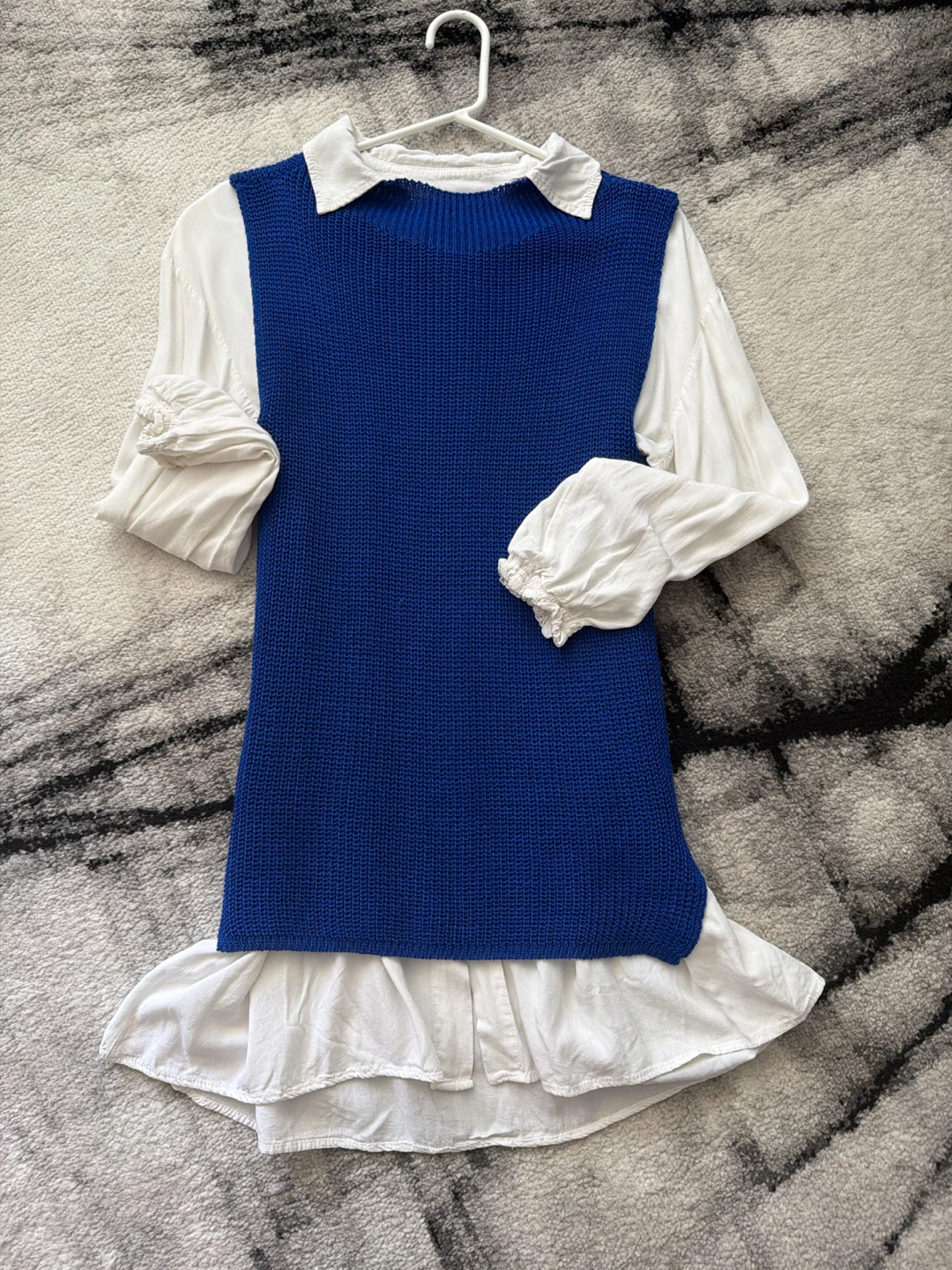 Blue Knit Sweater Vest and White Collared Shirt Set - photo 4