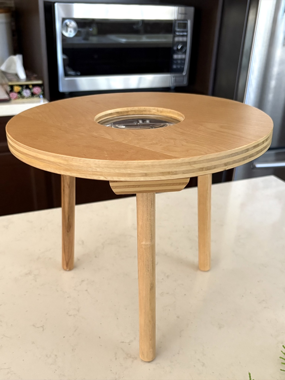 Wooden Display Stand with Magnifying Glass