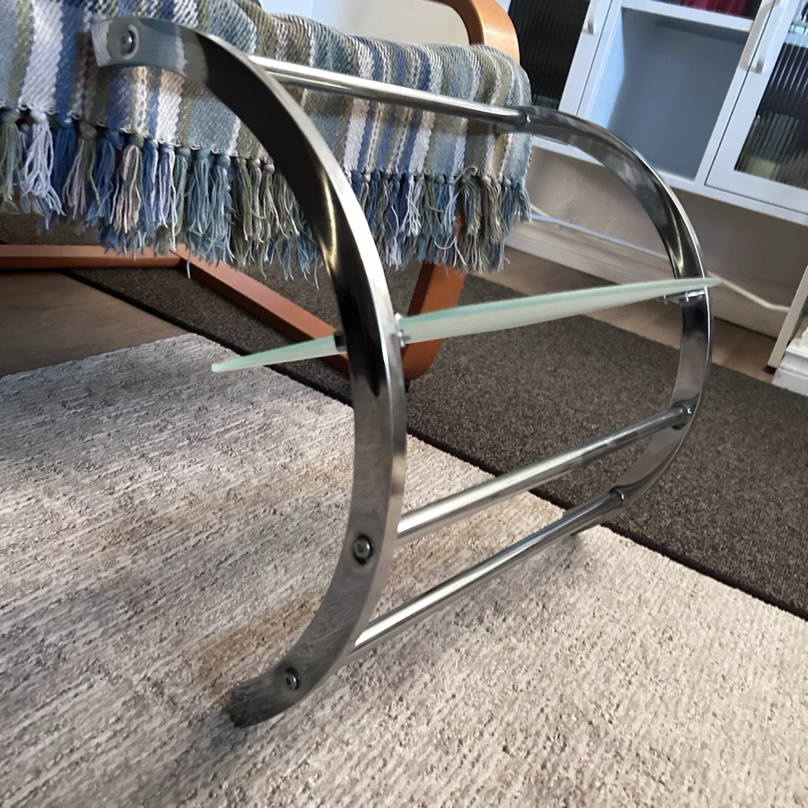 Chrome and Glass Shelf Unit - photo 2