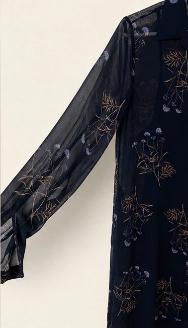 Lucky Brand Navy Floral Sheer Button-Up Shirt Dress - photo 3