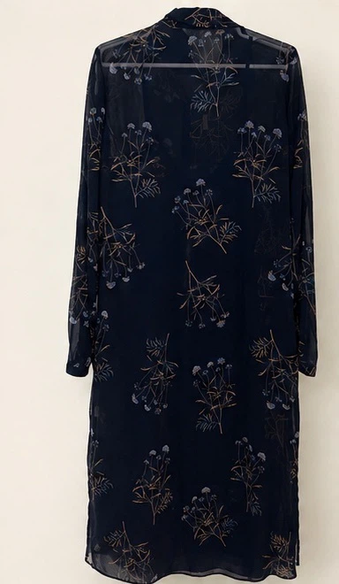 Lucky Brand Navy Floral Sheer Button-Up Shirt Dress - photo 4