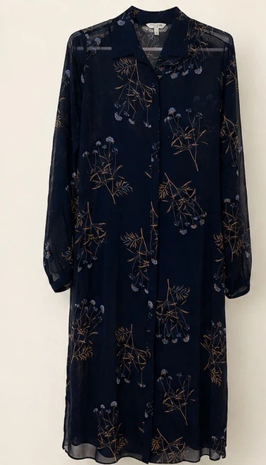 Lucky Brand Navy Floral Sheer Button-Up Shirt Dress - photo 5