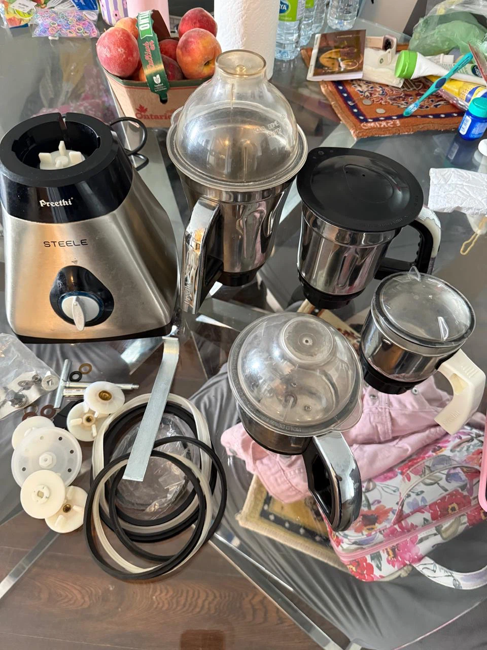 Preethi Steele Mixer Grinder with  3 Jars and Accessories