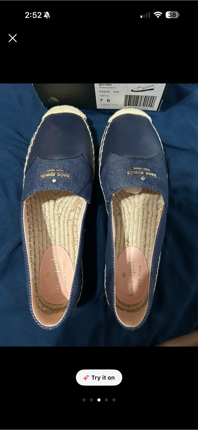Kate Spade Garden Espadrille Flats Navy Size 7
