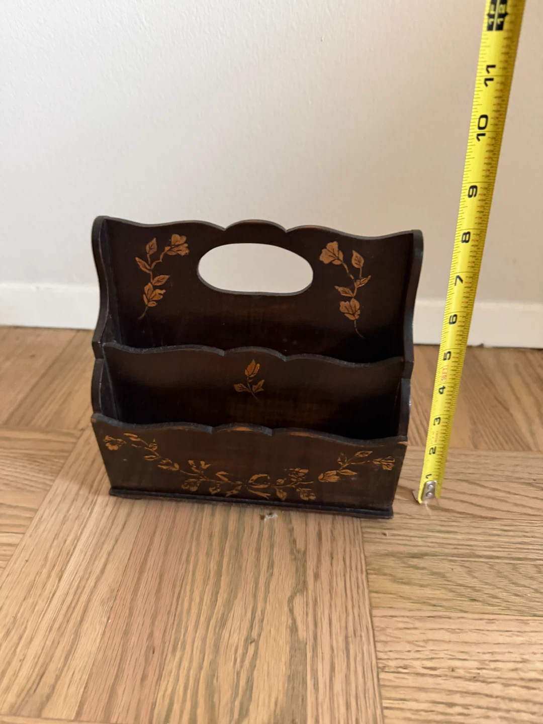 Vintage Wooden Letter Holder with Floral Inlay - photo 2