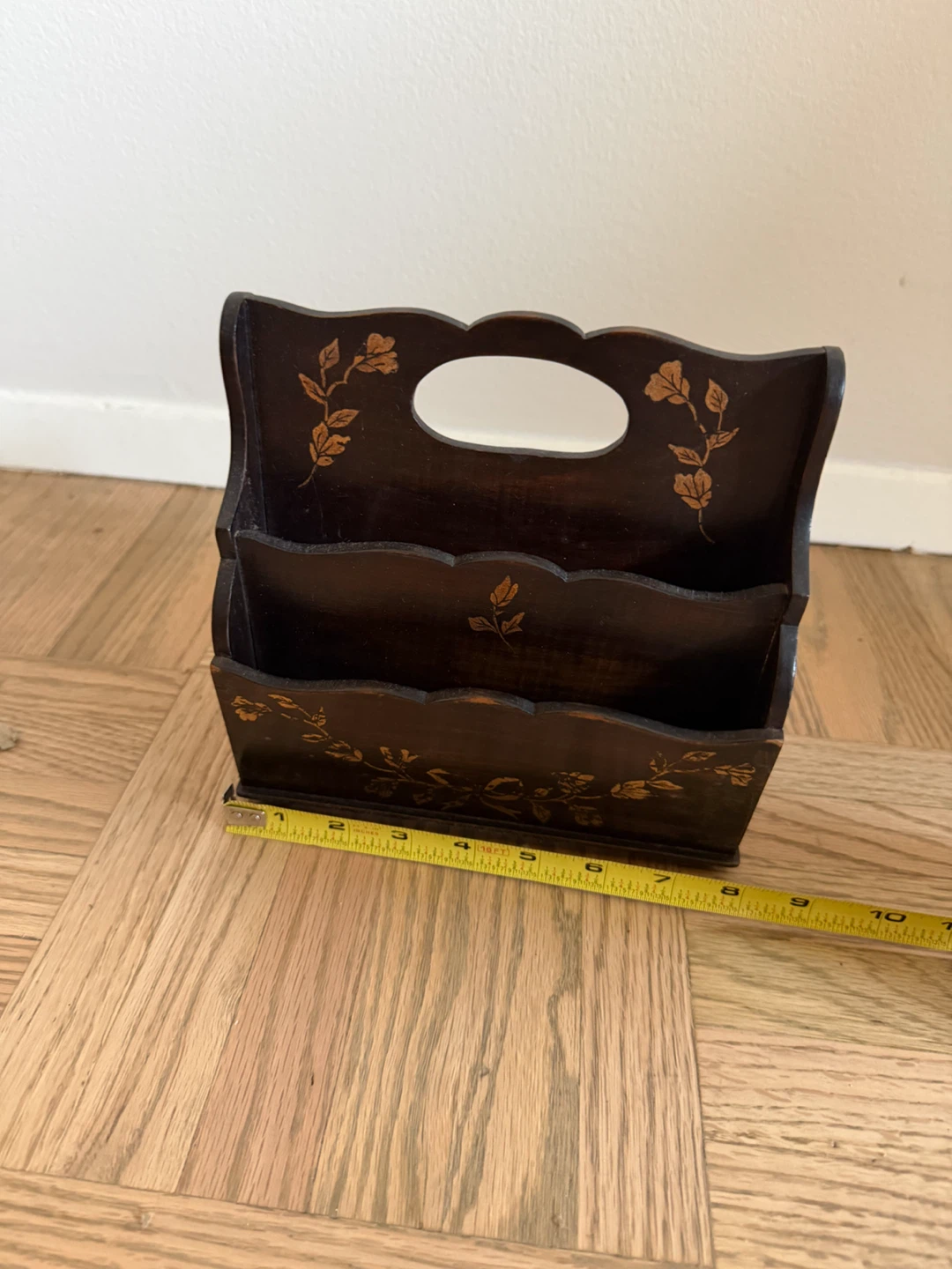 Vintage Wooden Letter Holder with Floral Inlay - photo 3