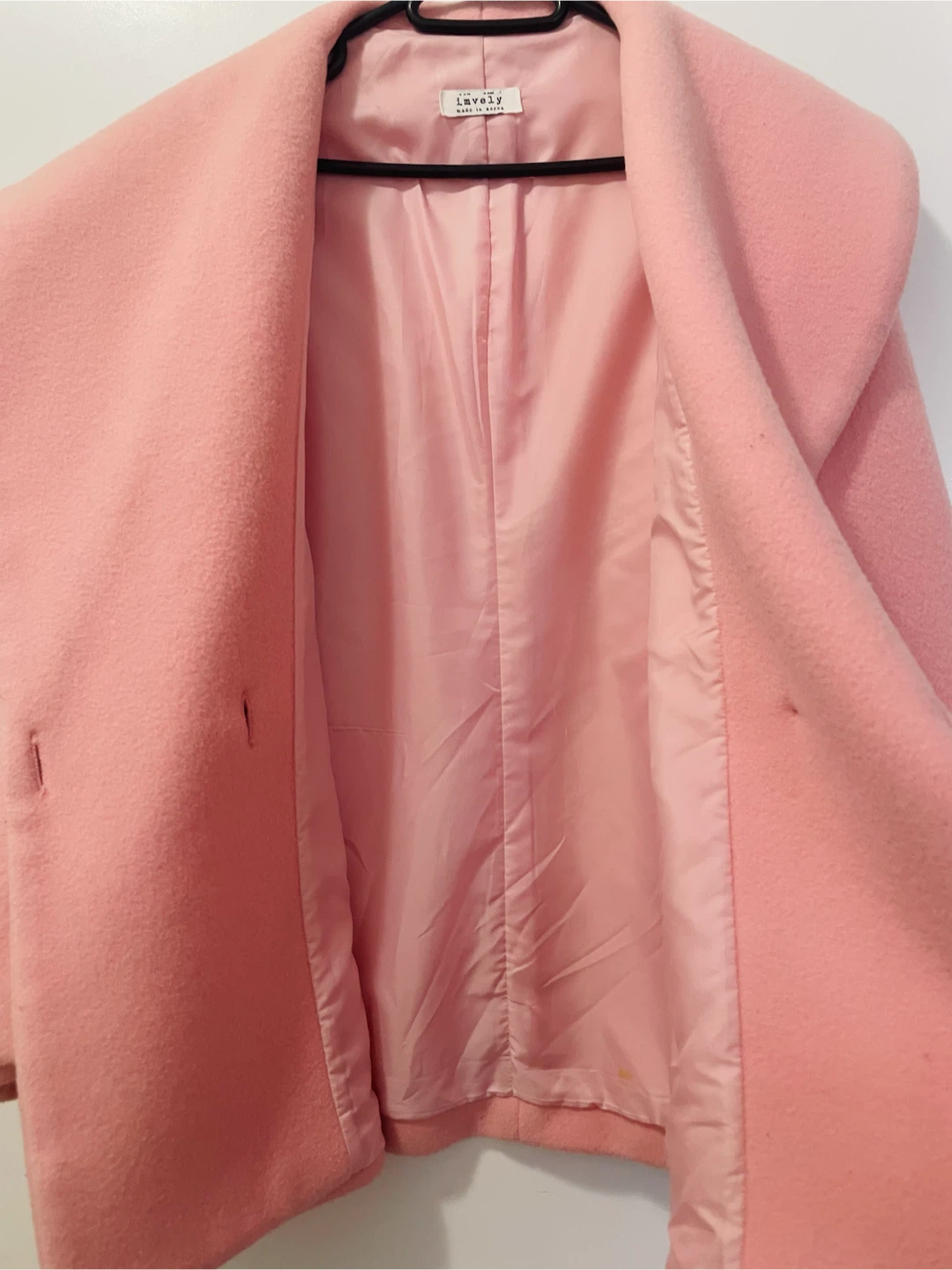 Pink Double-Breasted Wool Blend Coat - photo 3