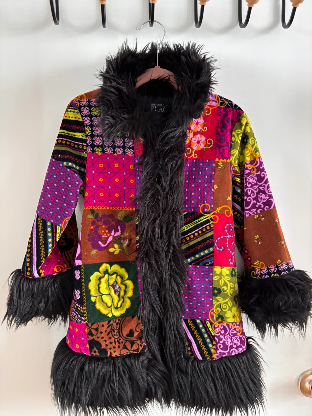 Children's Place Patchwork Faux Fur Trim Jacket