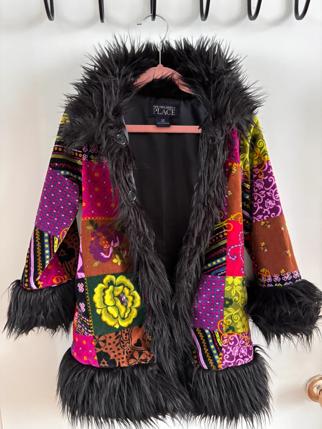 Children's Place Patchwork Faux Fur Trim Jacket - photo 2