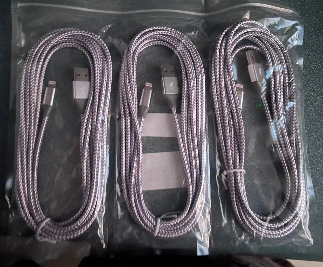 3 Pack Braided USB-A to Lightning Cables