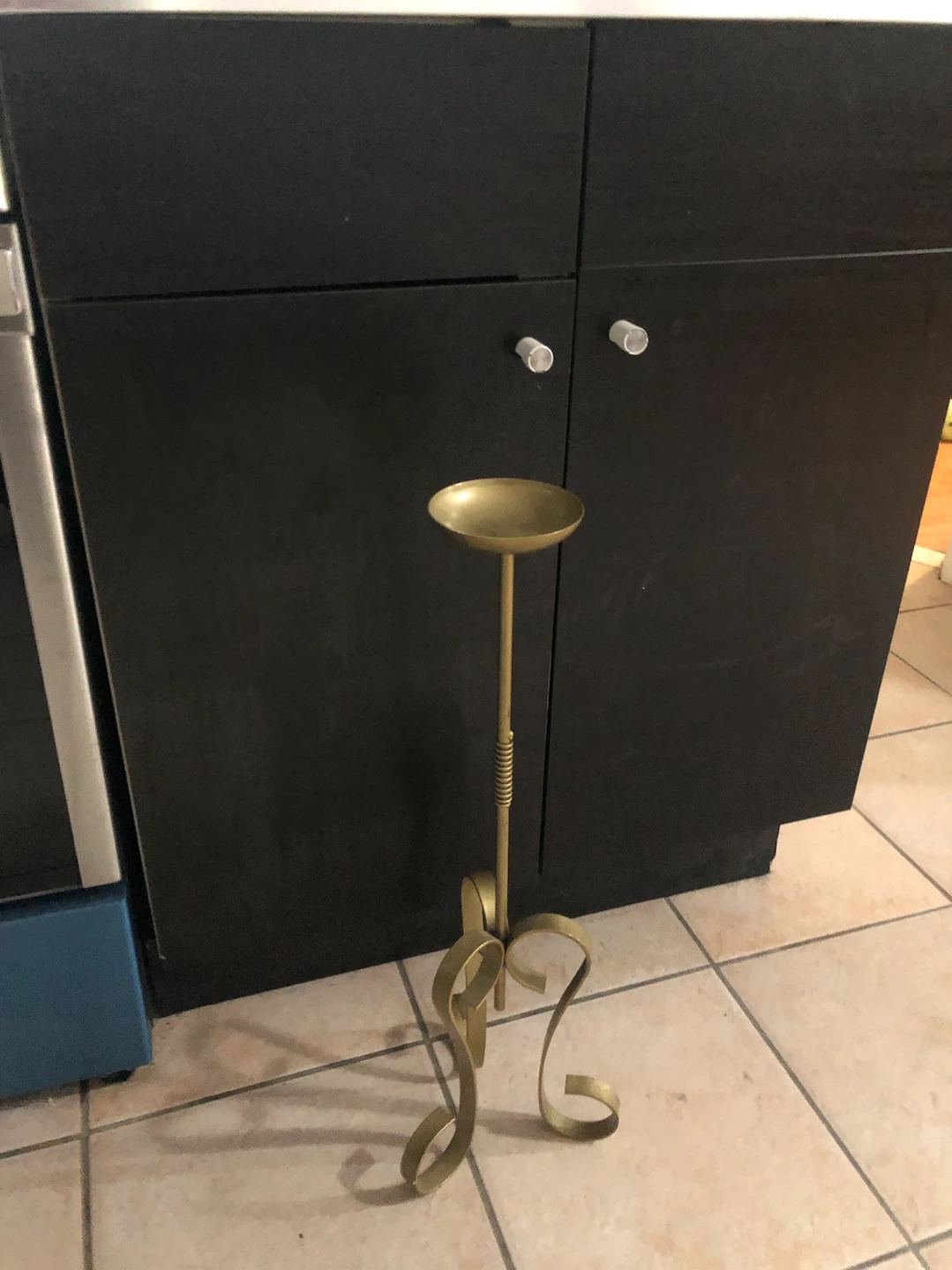 Gold Metal Floor Standing Ashtray