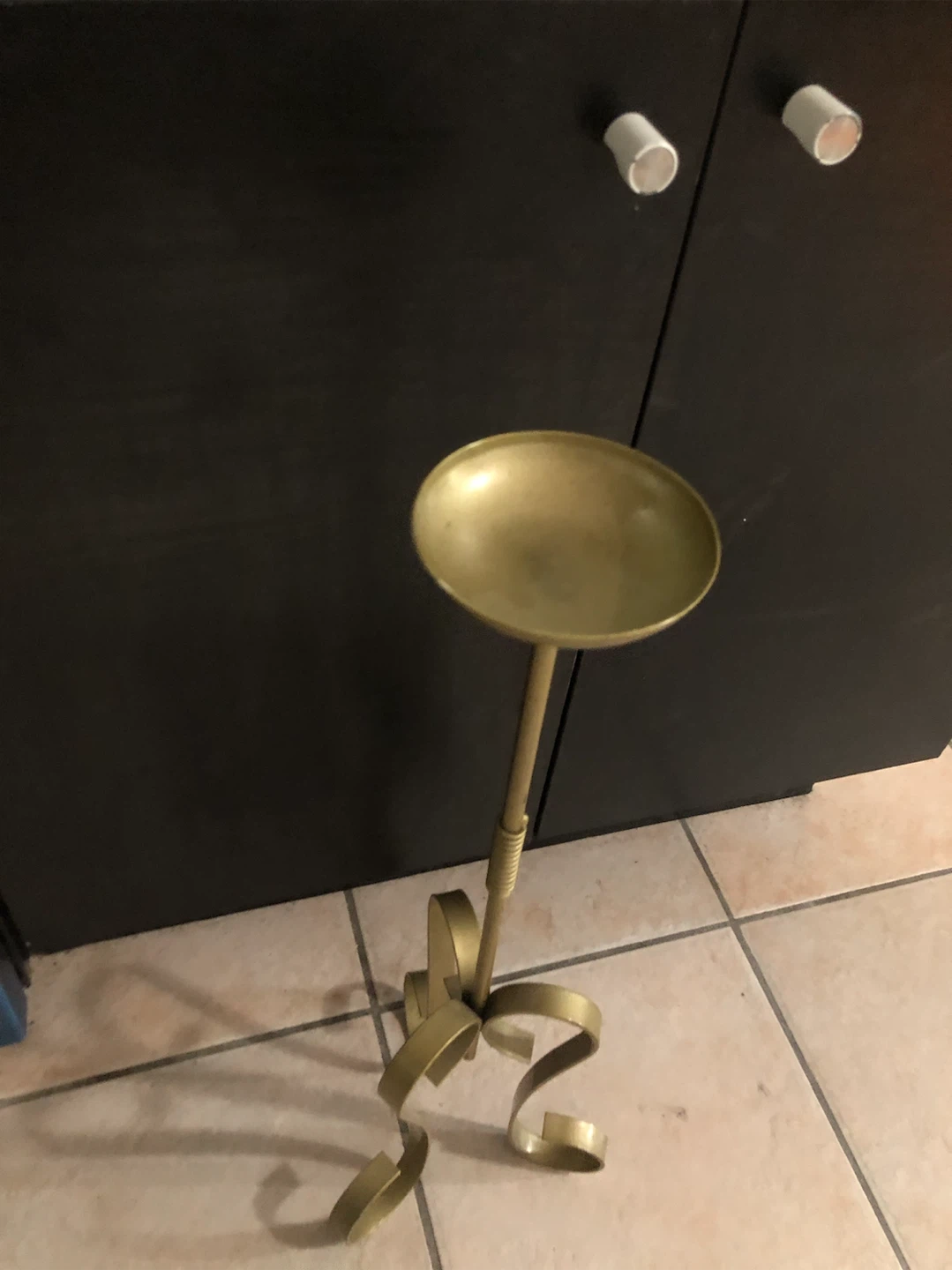Gold Metal Floor Standing Ashtray - photo 2