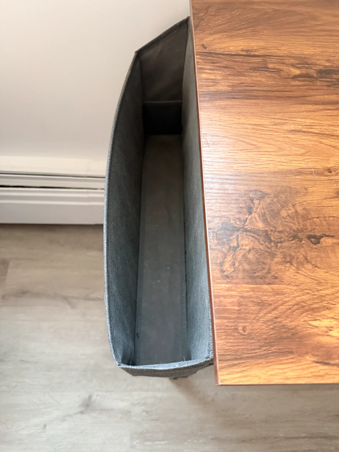 L-Shaped Wood Grain Desk with Shelves - photo 5