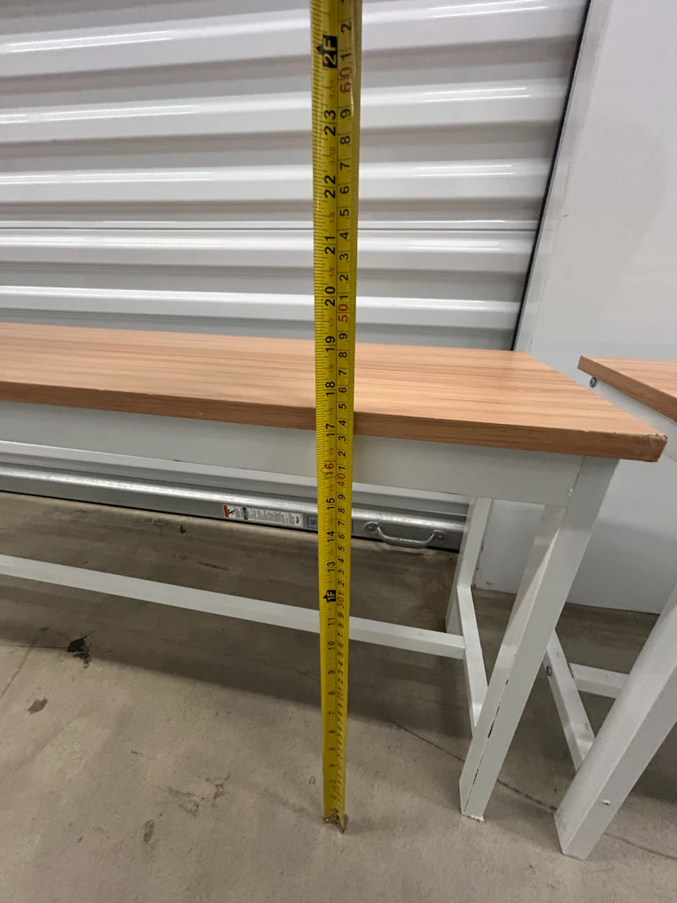 Two Wooden Top Bench with White Metal Frame - photo 4