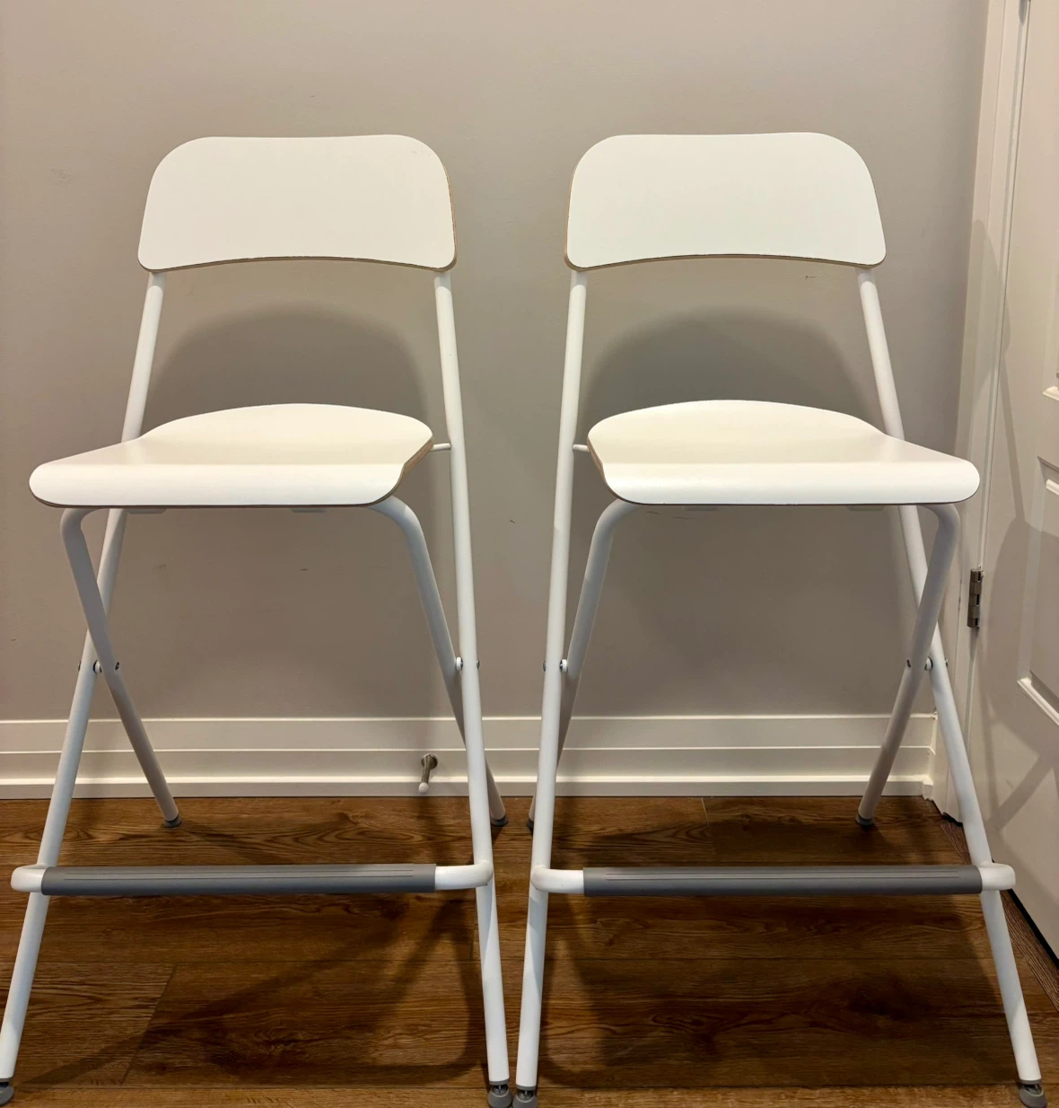 White Folding Bar Stools - Set of 2