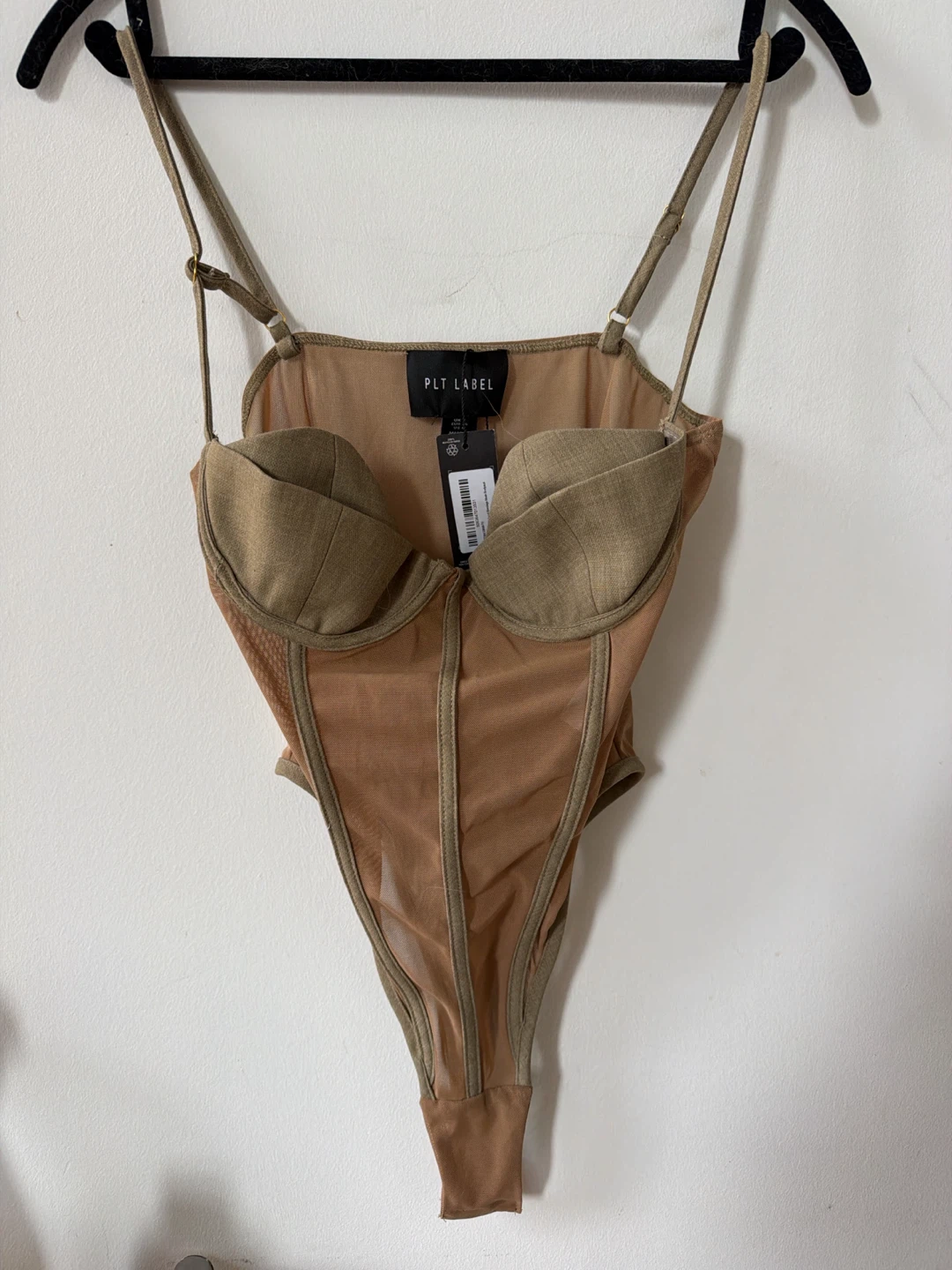 PLT Label Dark Sage Tailored Bandage Mesh Corset Bodysuit - photo 2