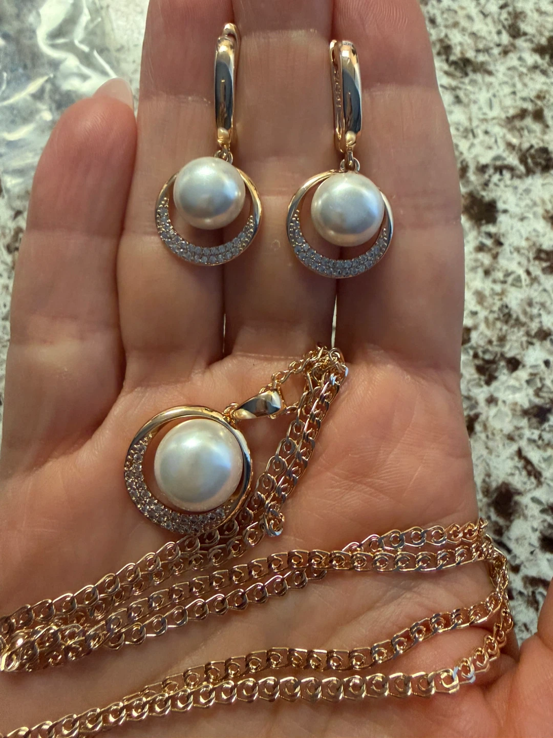 New 14k pearl earrings necklace