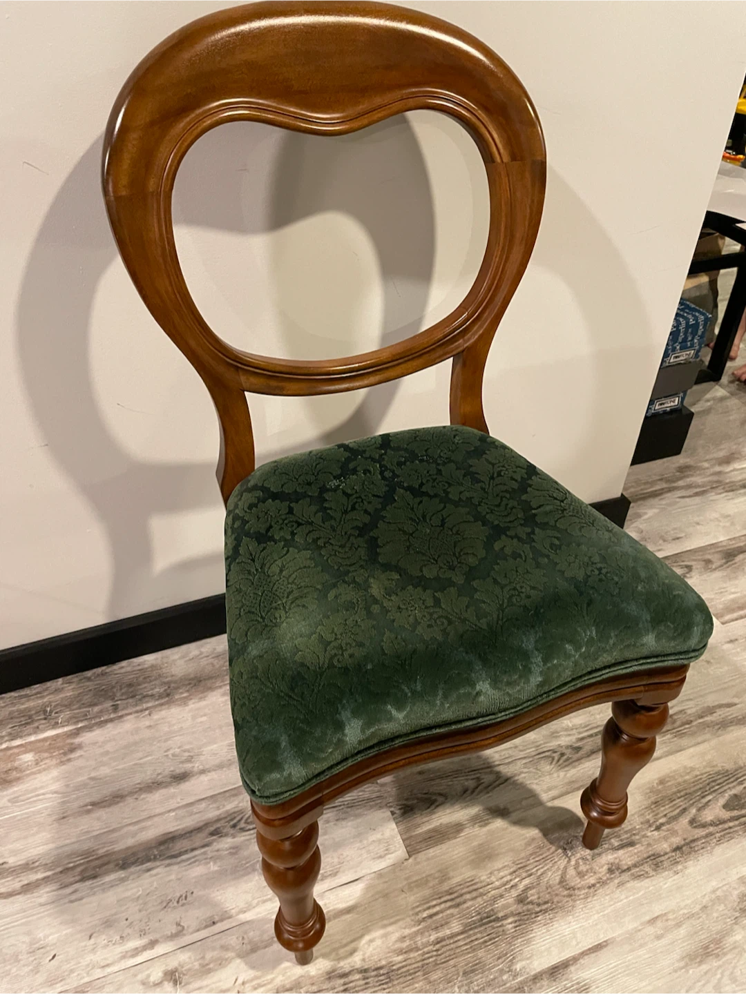 Ornate Wooden Accent Chair with Green Velvet Seat - photo 4