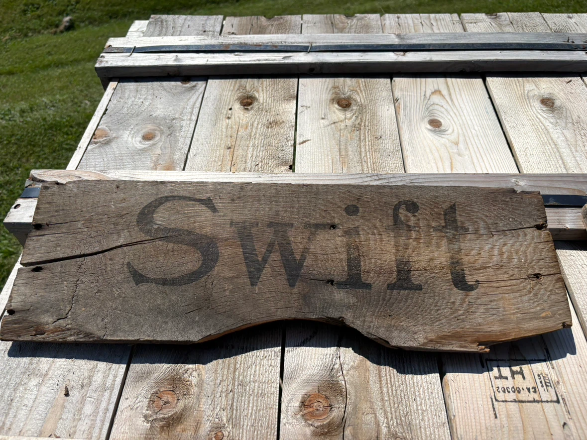 Swift's Canadian Co. Limited Vintage Wooden Crate Sign