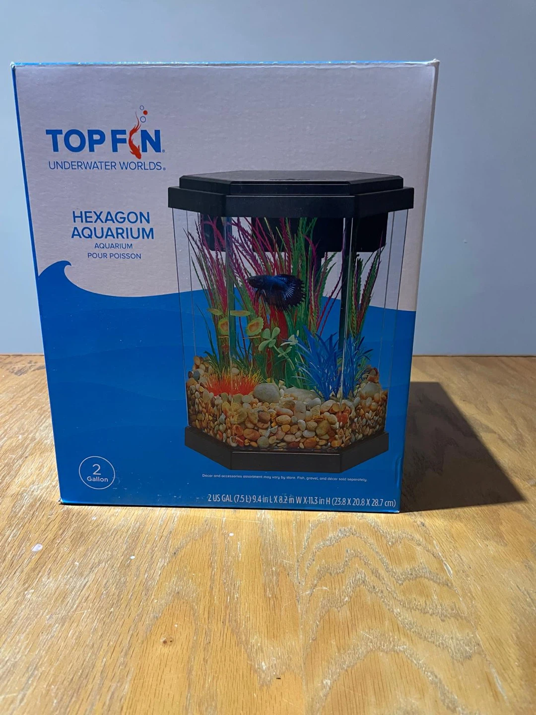 Top Fin Hexagon Aquarium - 2 Gallon